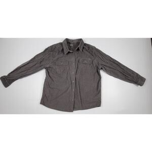 Eddie Bauer Mens XXL 2XL Gray Corduroy Button‎ Shirt w/ Elbow Patches